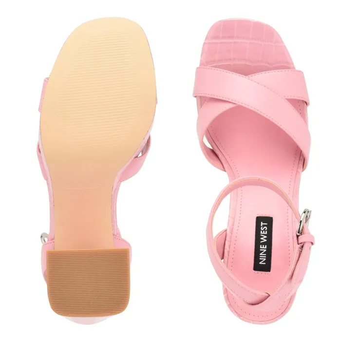 Joya Platform Sandals Pink Croco Women Nine West Platforms Joya Platform Sandals Pink Croco Women Nine West Platforms