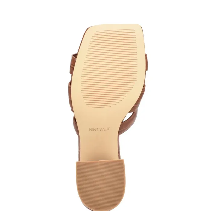Kaelyn Heeled Slide Sandals Brown Croco Women Nine West Sandals