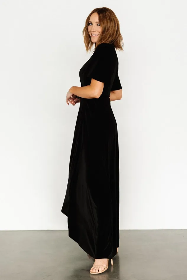Katelyn Velvet Maxi Wrap Dress Black Women Baltic Born Wedding Guest Katelyn Velvet Maxi Wrap Dress Black Women Baltic Born Wedding Guest