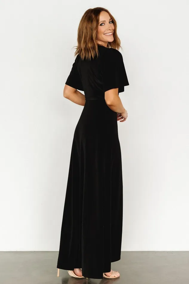 Katelyn Velvet Maxi Wrap Dress Black Women Baltic Born Wedding Guest Katelyn Velvet Maxi Wrap Dress Black Women Baltic Born Wedding Guest