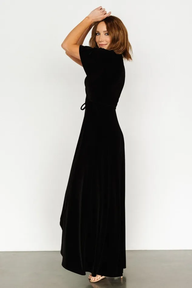 Katelyn Velvet Maxi Wrap Dress Black Women Baltic Born Wedding Guest Katelyn Velvet Maxi Wrap Dress Black Women Baltic Born Wedding Guest