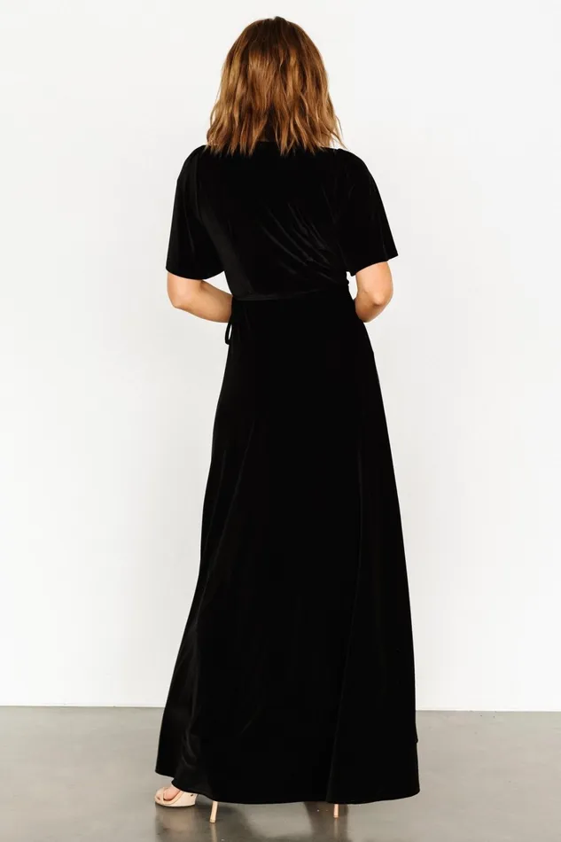 Katelyn Velvet Maxi Wrap Dress Black Women Baltic Born Wedding Guest Katelyn Velvet Maxi Wrap Dress Black Women Baltic Born Wedding Guest