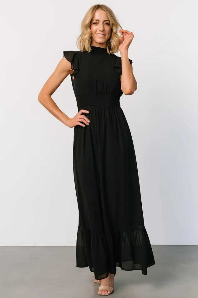 Kearny Ruffle Maxi Dress Black Women Baltic Born Maxi Dresses
