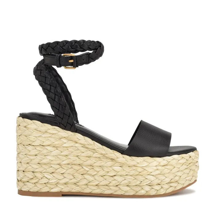 Keily Espadrille Wedge Sandals Black Women Nine West Wedges