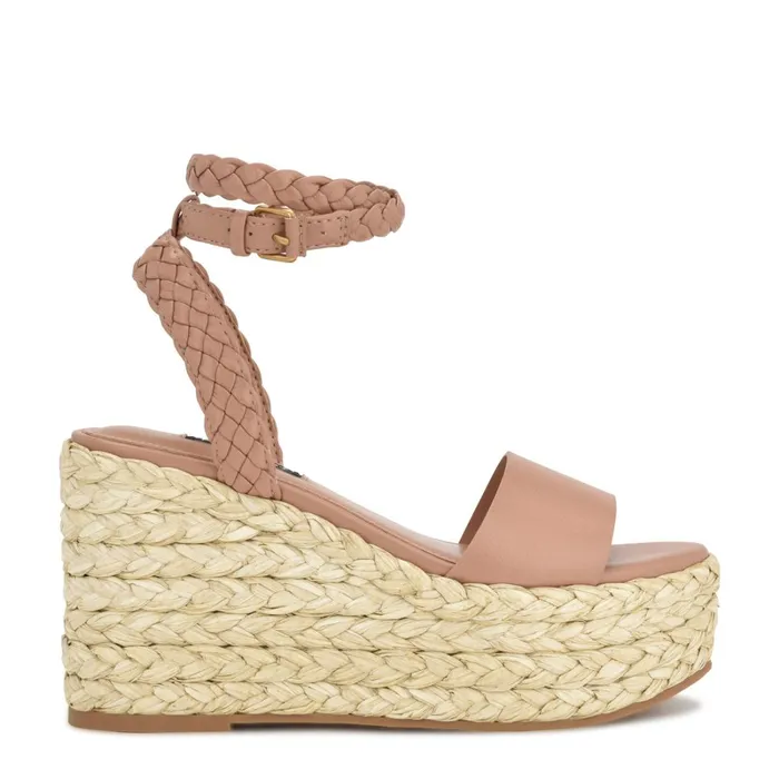 Keily Espadrille Wedge Sandals Light Natural Women Nine West High Heels