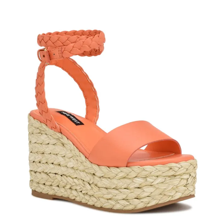 Keily Espadrille Wedge Sandals Orange Women Nine West Wedges