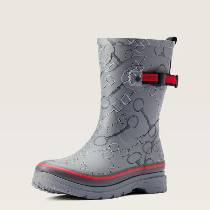 Kelmarsh Mid Rubber Boot Grey Bit Print Women Ariat Booties
