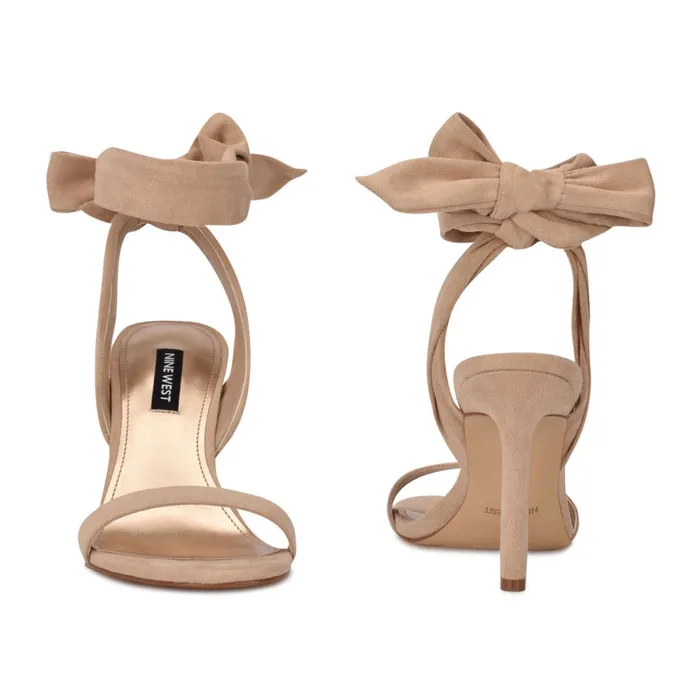 Kelsie Ankle Wrap Heeled Sandals Beige Suede Women Nine West Heeled Kelsie Ankle Wrap Heeled Sandals Beige Suede Women Nine West Heeled
