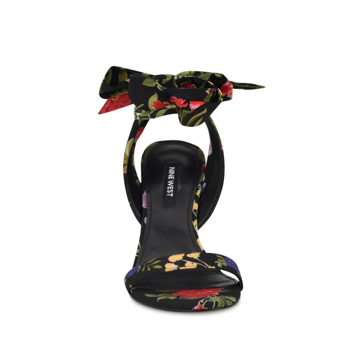 Kelsie Ankle Wrap Heeled Sandals Black Floral Women Nine West Sandals Kelsie Ankle Wrap Heeled Sandals Black Floral Women Nine West Sandals