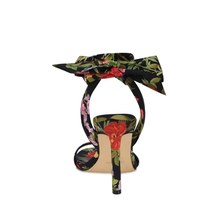 Kelsie Ankle Wrap Heeled Sandals Black Floral Women Nine West Sandals Kelsie Ankle Wrap Heeled Sandals Black Floral Women Nine West Sandals