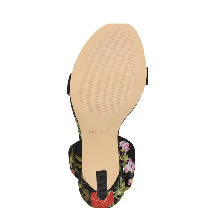 Kelsie Ankle Wrap Heeled Sandals Black Floral Women Nine West Sandals Kelsie Ankle Wrap Heeled Sandals Black Floral Women Nine West Sandals