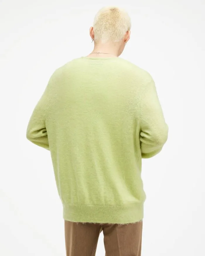 Kennedy VNeck Brushed Cardigan Light Green Men AllSaints Sweaters