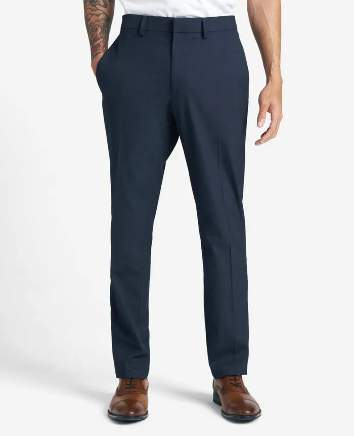 Kenneth Cole Dress Pants Men Premium Stretch Twill SlimFit Flex Waistband Dress Pant Dark Navy