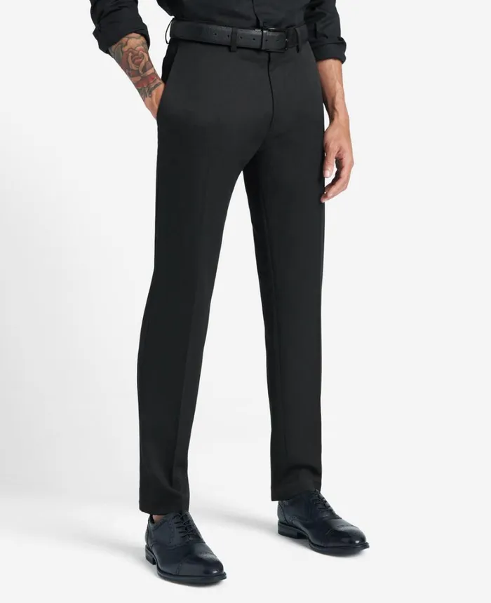 Kenneth Cole Dress Pants Men Stretch Urban Heather SlimFit Flex Waistband Dress Pant Black