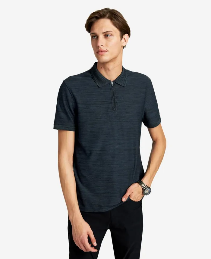 Kenneth Cole Polos and TShirts Men The Zipup Knit Polo Navy