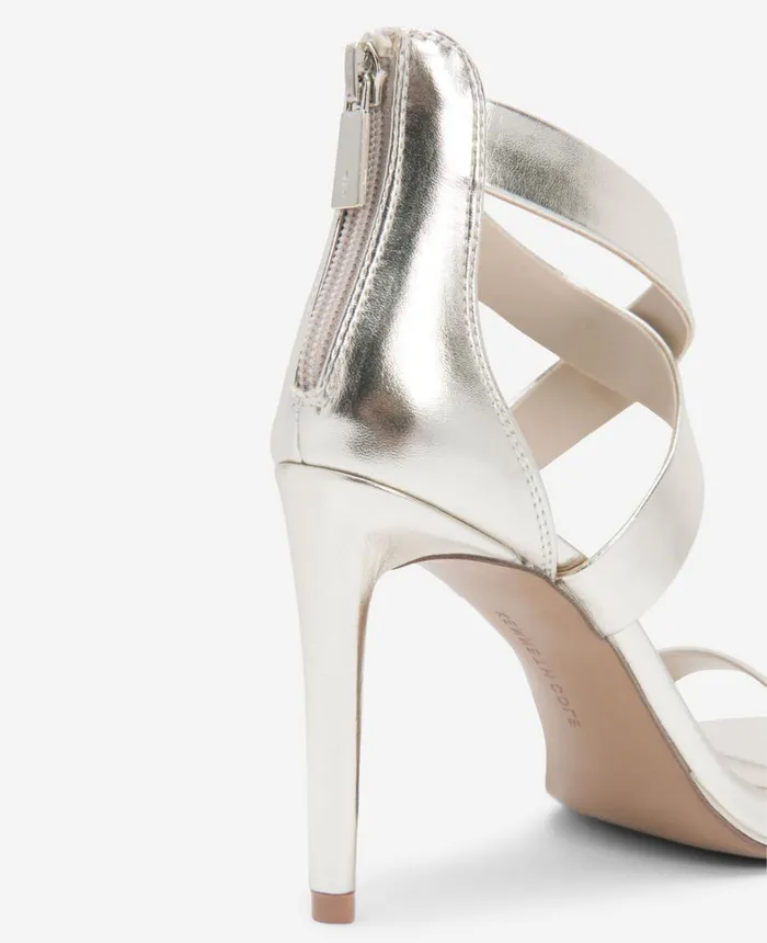 Kenneth Cole Sandals and Wedges Women Brooke Cross Strap Heeled Sandal Light Gold Pu Kenneth Cole Sandals and Wedges Women Brooke Cross Strap Heeled Sandal Light Gold Pu