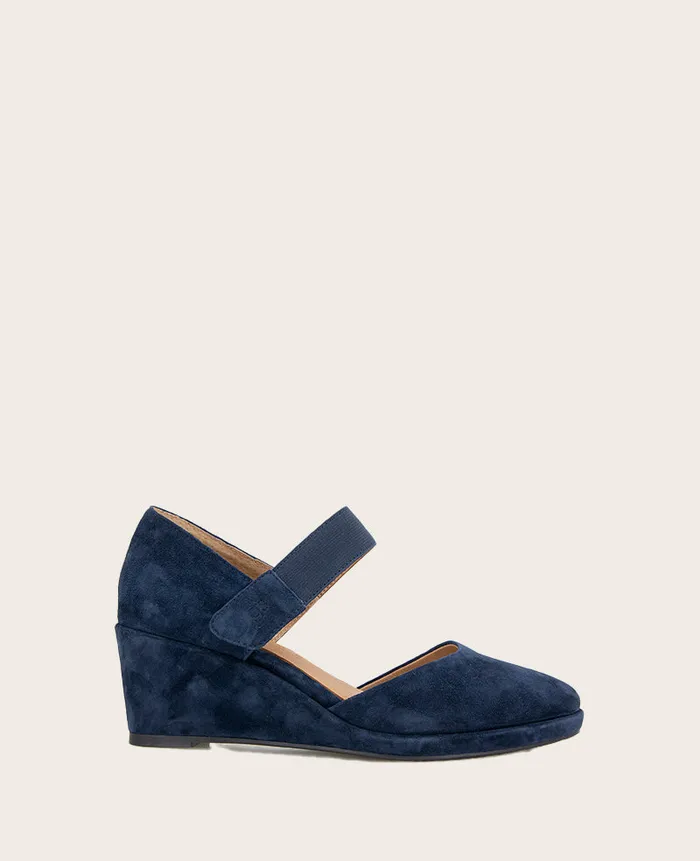 Kenneth Cole Sandals and Wedges Women GENTLE SOULS Oriana Suede Wedge Navy Suede
