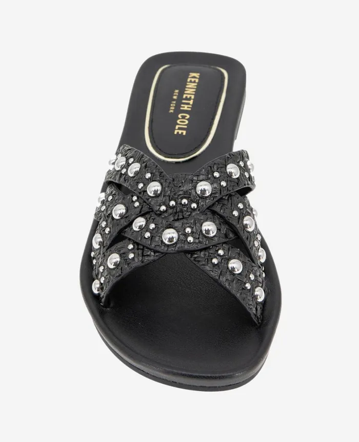 Kenneth Cole Sandals and Wedges Women Jula Flat Sandal Black Raffia Kenneth Cole Sandals and Wedges Women Jula Flat Sandal Black Raffia