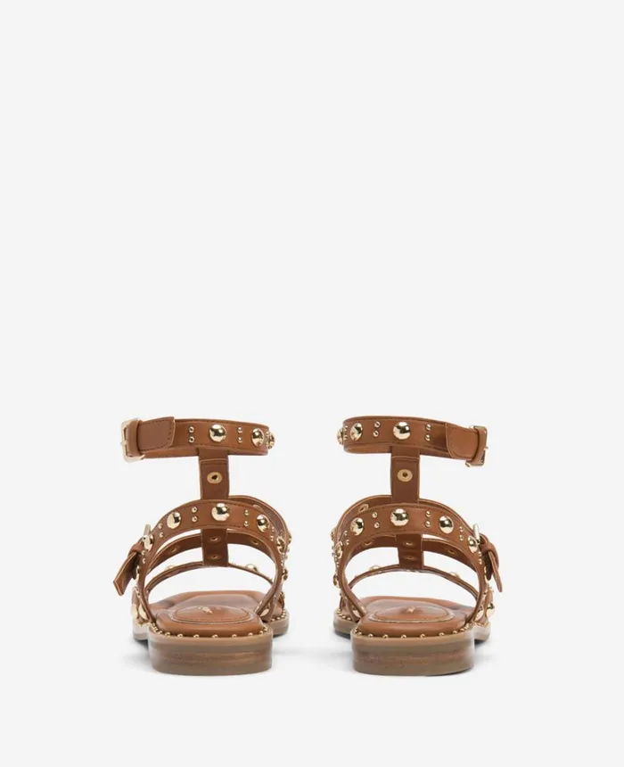 Kenneth Cole Sandals and Wedges Women Ruby Studded Gladiator Flat Sandal Cognac Kenneth Cole Sandals and Wedges Women Ruby Studded Gladiator Flat Sandal Cognac