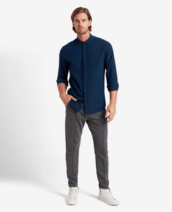 Kenneth Cole Shirts Men Long Sleeve Button Down Sport Shirt Navy Kenneth Cole Shirts Men Long Sleeve Button Down Sport Shirt Navy