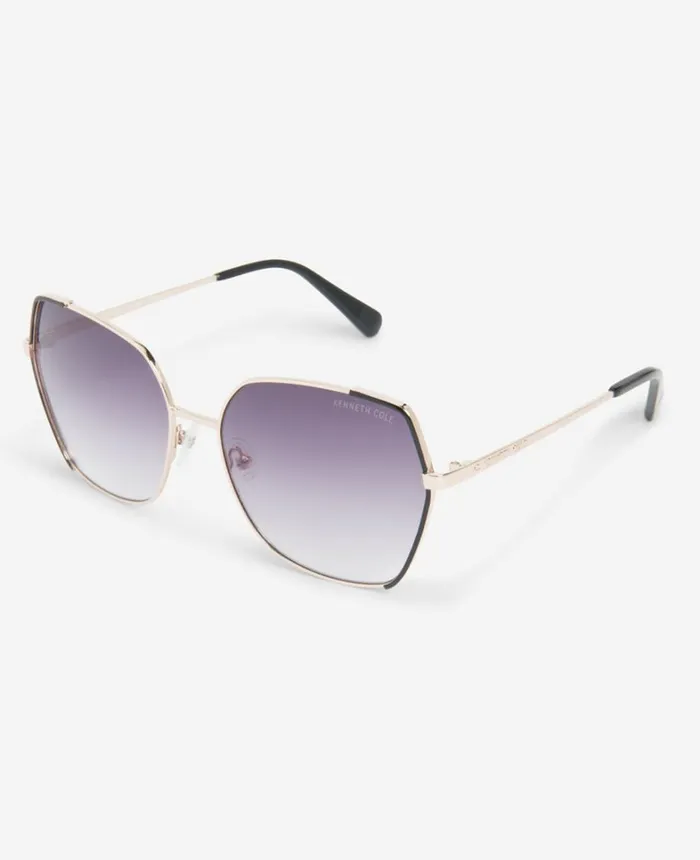 Kenneth Cole Sunglasses Women Metal Geometric Sunglasses Dark Gold