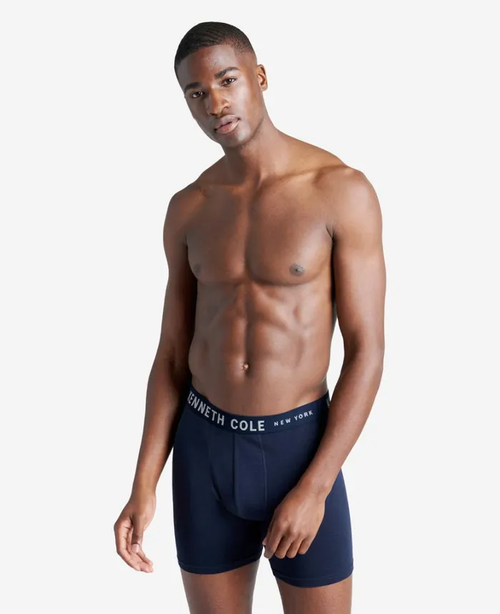 Kenneth Cole Underwear and Loungewear Men Stretch Boxer Briefs 3Pack Navynavyblack