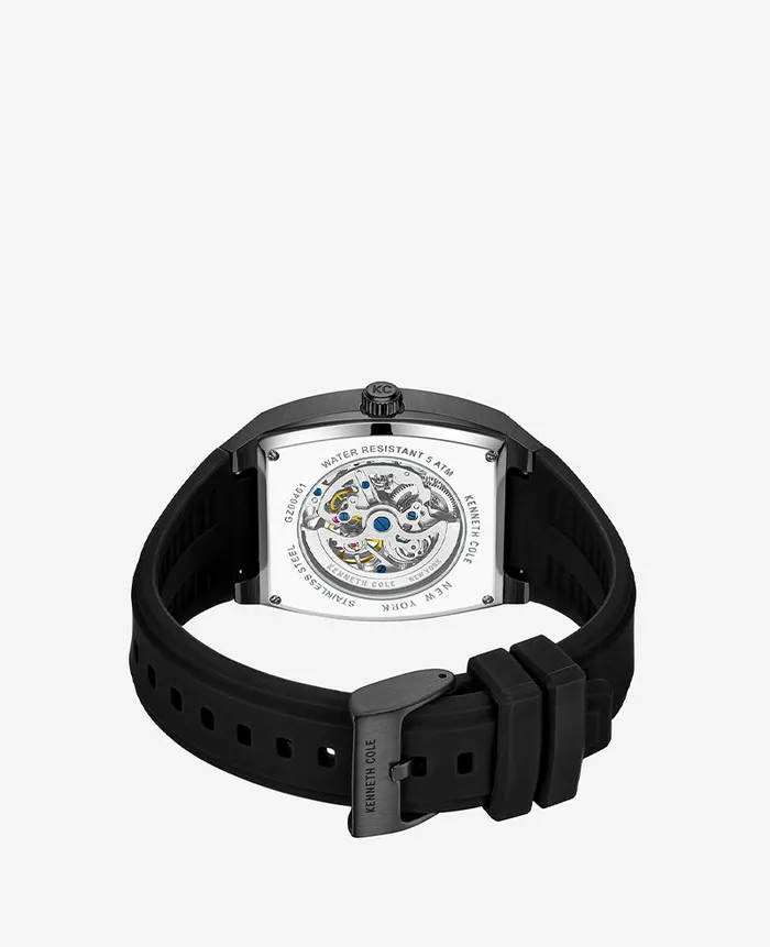 Kenneth Cole Watches Men Kenneth Cole New York Automatic Silicone Strap Watch Black Kenneth Cole Watches Men Kenneth Cole New York Automatic Silicone Strap Watch Black