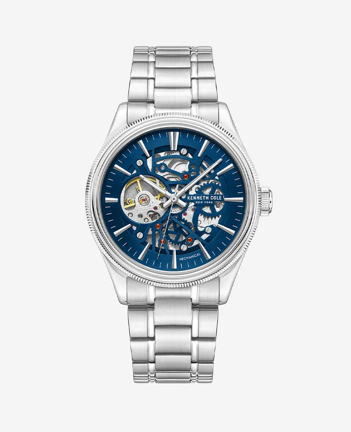 Kenneth Cole Watches Men Mechanical Stainless Steel Watch Silver