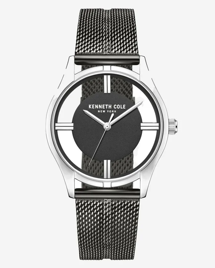 Kenneth Cole Watches Women Transparency Water Resistant Stainless Steel Mesh Bracelet Watch Gun Kenneth Cole Watches Women Transparency Water Resistant Stainless Steel Mesh Bracelet Watch Gun