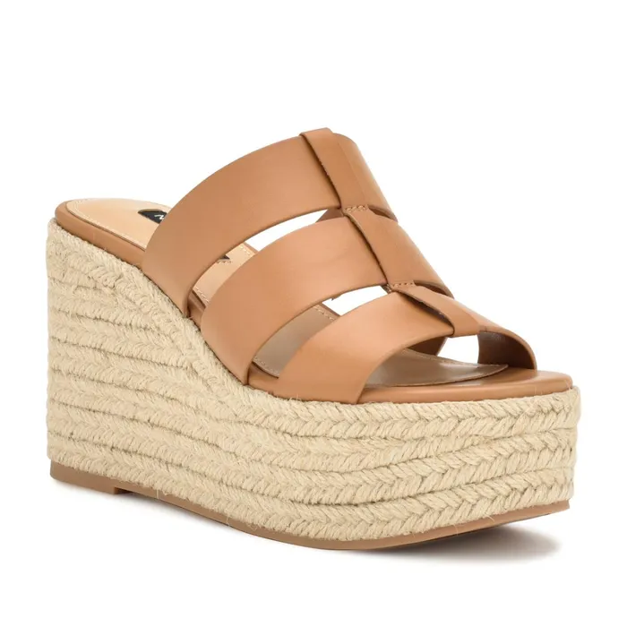 Keran Espadrille Slide Sandals Brown Women Nine West Sandals