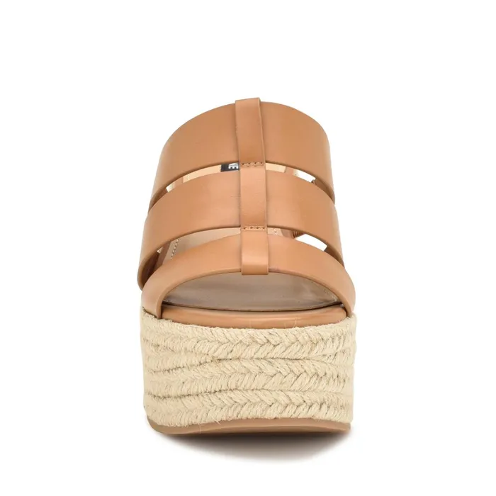 Keran Espadrille Slide Sandals Brown Women Nine West Sandals