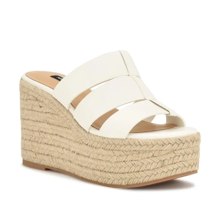 Keran Espadrille Slide Sandals White Women Nine West Sandals