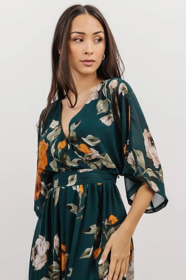 Kia Kimono Maxi Dress Deep Topaz Floral Women Baltic Born Bump Friendly