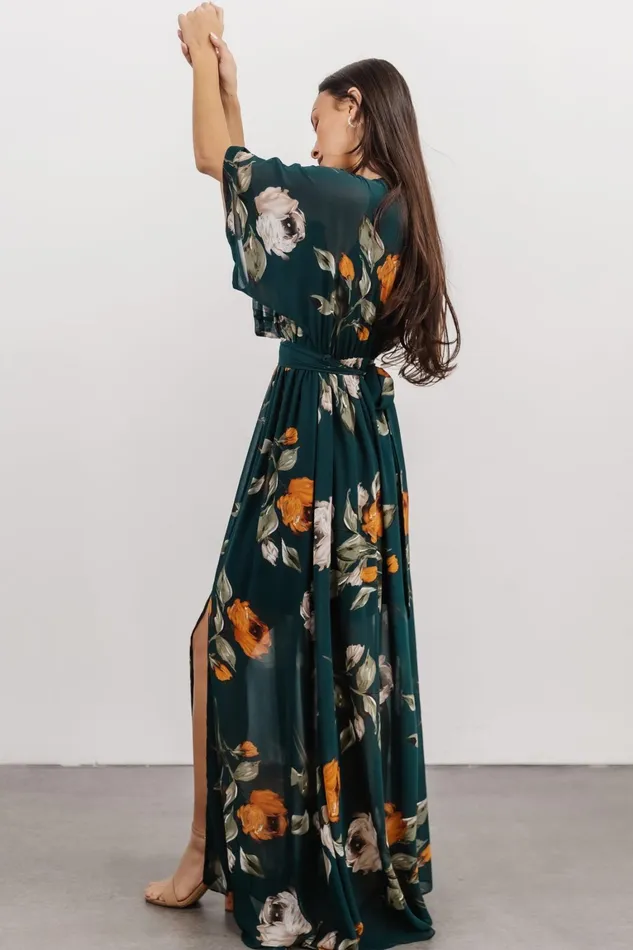 Kia Kimono Maxi Dress Deep Topaz Floral Women Baltic Born Bump Friendly