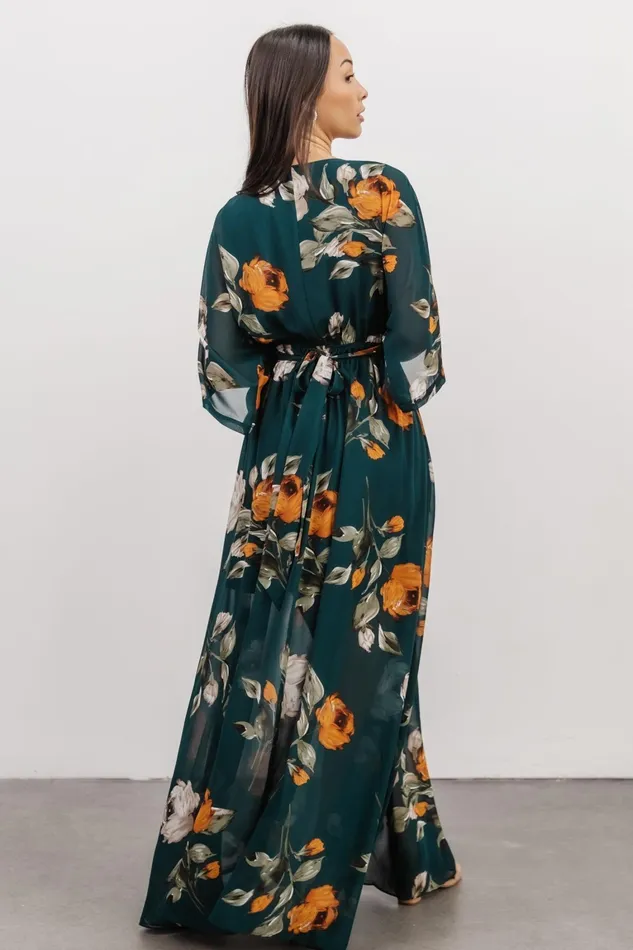 Kia Kimono Maxi Dress Deep Topaz Floral Women Baltic Born Bump Friendly