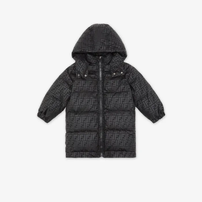 Kids Black Nylon Junior Down Jacket Black Fendi Ready To Wear