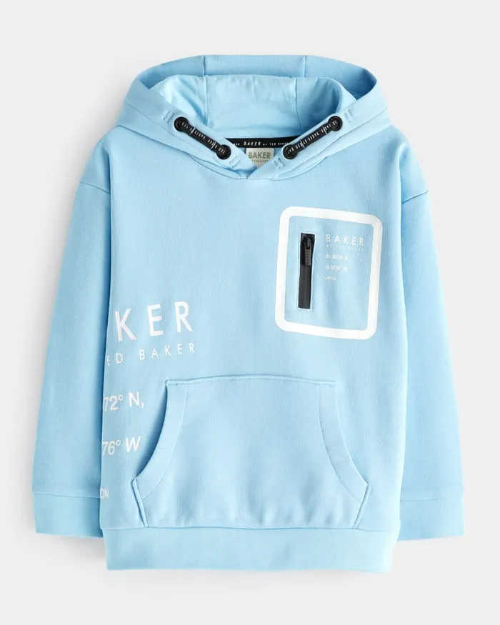 Kids BLISARD 8211 Branded Graphic Print Hoodie Blue Ted Baker Tops Kids BLISARD 8211 Branded Graphic Print Hoodie Blue Ted Baker Tops