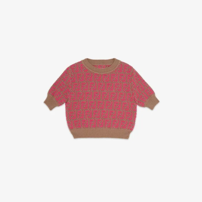 Kids Brown And Fuchsia Knit Junior Top Brown Fendi Ready To Wear