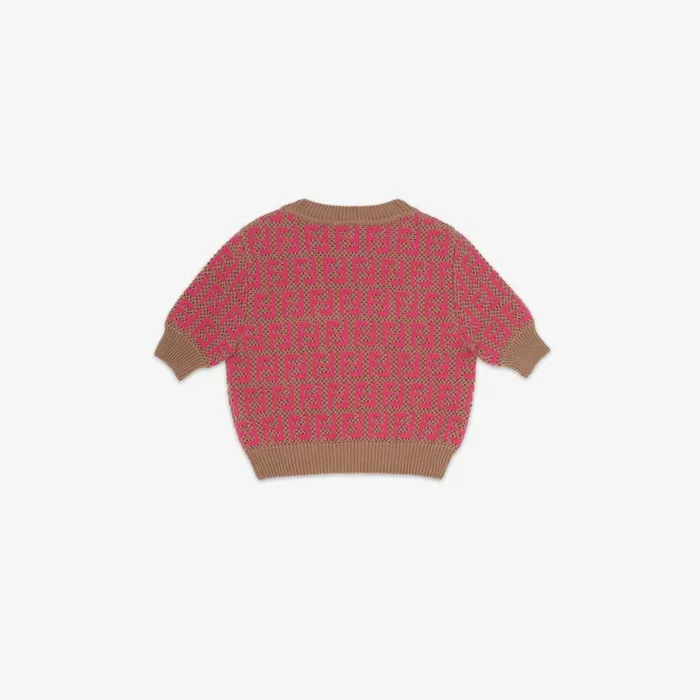 Kids Brown And Fuchsia Knit Junior Top Brown Fendi Ready To Wear