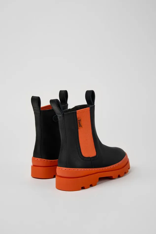 Kids Camper Boots Brutus Black Leather Chelsea Boots For Kids