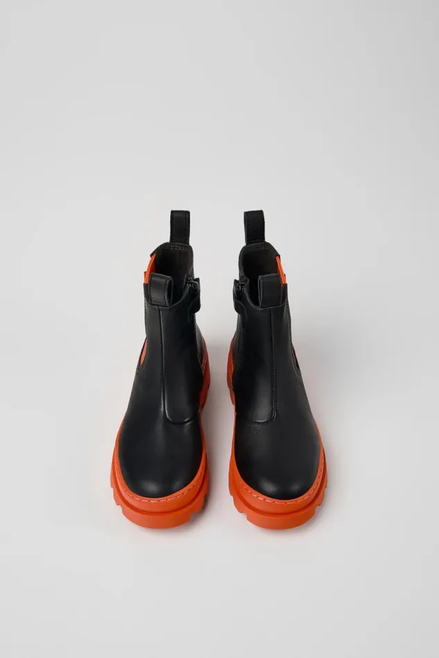 Kids Camper Boots Brutus Black Leather Chelsea Boots For Kids