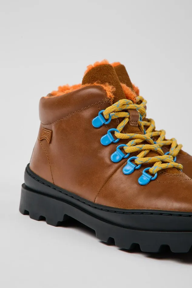 Kids Camper Boots Brutus Brown Leather And Nubuck Laceup Boots