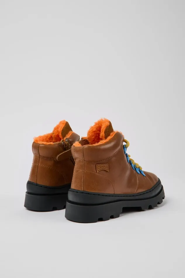 Kids Camper Boots Brutus Brown Leather And Nubuck Laceup Boots