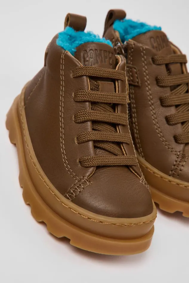 Kids Camper Boots Brutus Brown Leather Ankle Boots For Kids