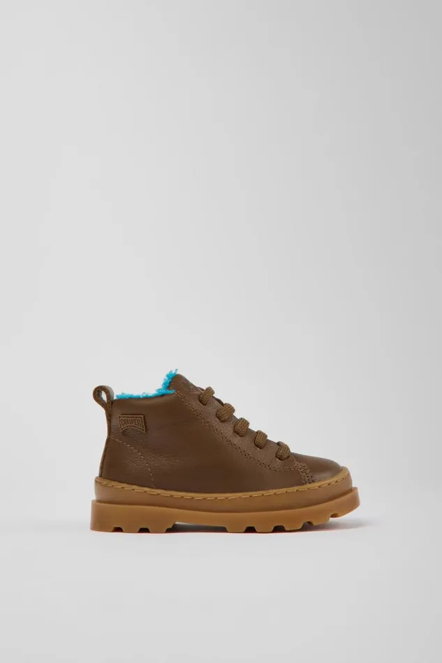 Kids Camper Boots Brutus Brown Leather Ankle Boots For Kids