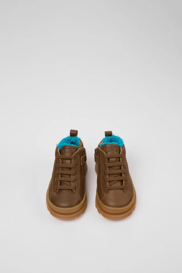 Kids Camper Boots Brutus Brown Leather Ankle Boots For Kids