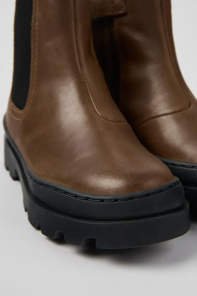 Kids Camper Boots Brutus Brown Leather Chelsea Boots For Kids
