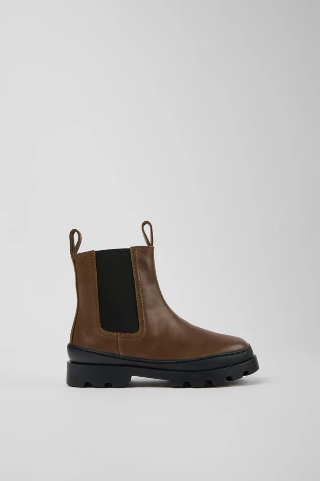 Kids Camper Boots Brutus Brown Leather Chelsea Boots For Kids