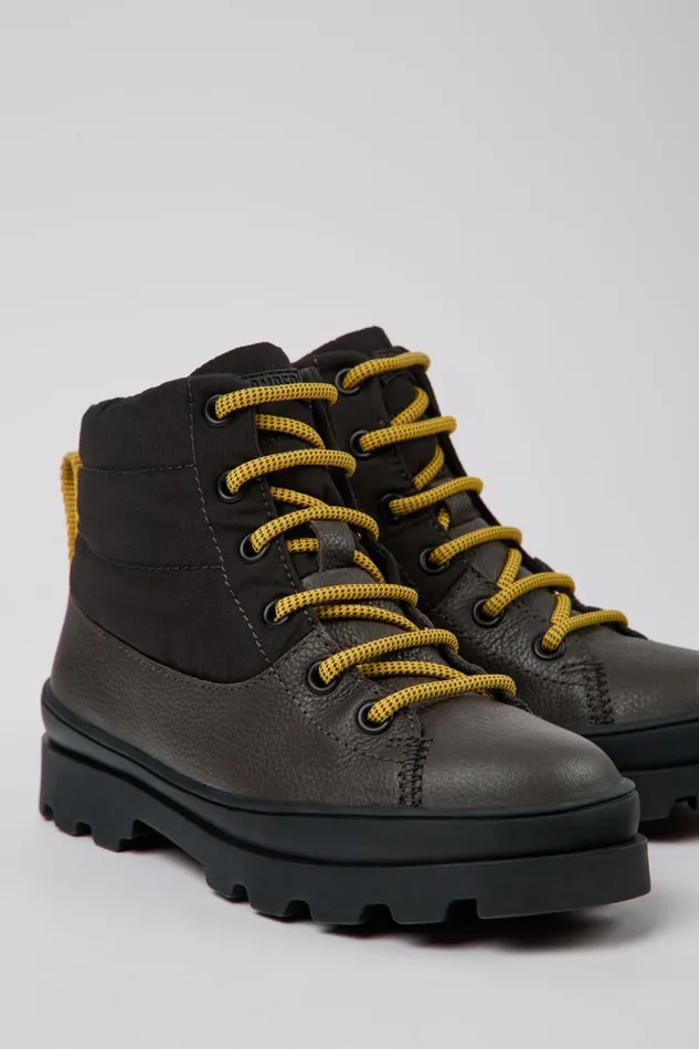 Kids Camper Boots Brutus GORETEX Grey Leather And Textile Boots