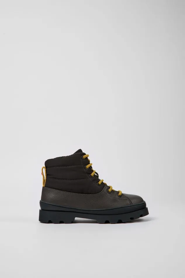 Kids Camper Boots Brutus GORETEX Grey Leather And Textile Boots